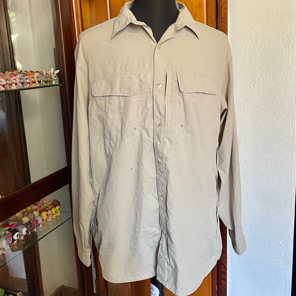 Tan Gravel Gear Button Up Shirt Size L